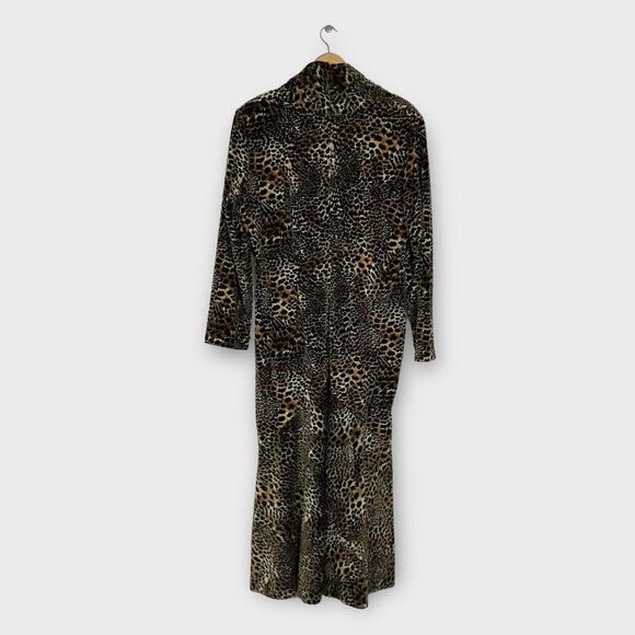 First Lady Jackie And Julian Maxi Dress 2XL Cheetah Mock Neck Mermaid 60s 70s - Picture 2 of 16